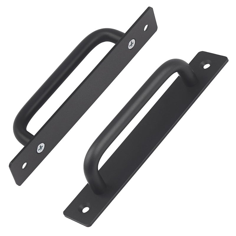 NWUCZW Barn Door Handles 2 Pcs Sliding Door Handle 7.5 Inches Hole Center Black Barn Door Handles Cabinet Handles Door Pull Handle Zinc Alloy Door Pulls with Plate for Sliding Closet Door Handle - Image 4